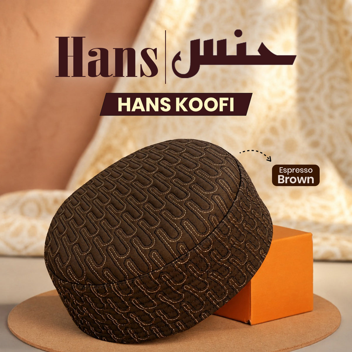 Hans Koofi embroidered Kufi in Espresso Brown