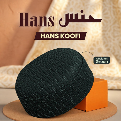 Hans Koofi embroidered Kufi in Obsidian Green
